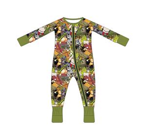 Shrekk más nuevo de dibujos animados monstruo bebé niño mameluco manga larga Footie algodón de bambú 2 maneras bebé cremallera - Product Image 1