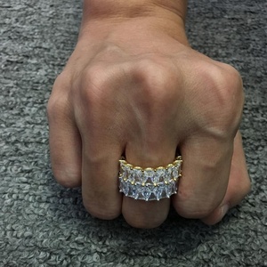 Baguette <strong>Ring</strong> <strong>925</strong> Sterling <strong>Silver</strong> CZ Diamond Cut Zirconia Hip Hop <strong>Ring</strong> Bling Gold Plating Rapper Jewelry - Product Image 5