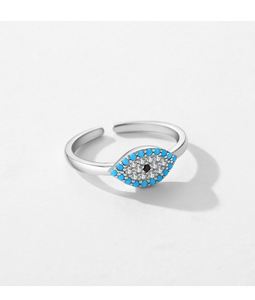 Anello <span class=keywords><strong>Nuziale</strong></span> Moderno in Argento Sterling con Zirconia Blu, Simbolo di Protezione, Fascia Regolabile in Argento Massiccio, Stile Cristiano - Product Image 4