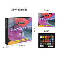 Ensemble cadeau Xin Bowen, 24 couleurs de peinture acrylique pigmentée avec pinceaux et accessoires, peinture murale, peinture graffiti DIY