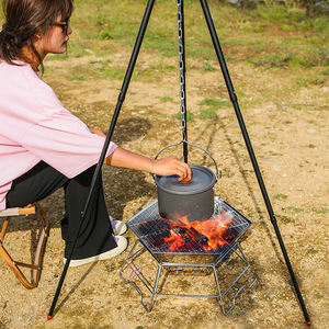Réchaud de camping extérieur en alliage d'aluminium, trépied portable pour la cuisson au feu de camp, pour 2-3 personnes - Product Image 2