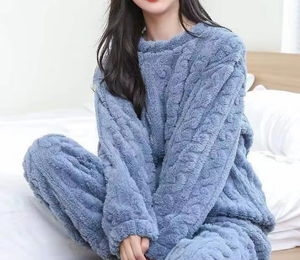 Ensemble pyjama en polaire corail imprimé dessin animé 2026 pour femme, hiver, épais, coupe <span class=keywords><strong>ample</strong></span>, prêt-à-porter, manches longues et pantalon - Product Image 5