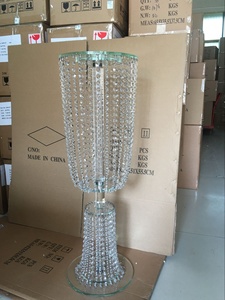 <strong>Wedding</strong> <strong>Table</strong> <strong>Top</strong> <strong>Decorations</strong> Round Shape Flower Arrange Centerpieces Glass Hanging Crystals Flower Stands Wholesale - Product Image 6