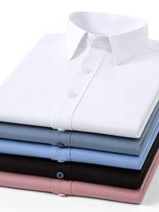 Camisas de Manga Larga ModaL de Alta Calidad y Lujo <span class=keywords><strong>para</strong></span> <span class=keywords><strong>Hombre</strong></span>, <span class=keywords><strong>Ropa</strong></span> Formal de Negocios en Color Sólido - Product Image 3