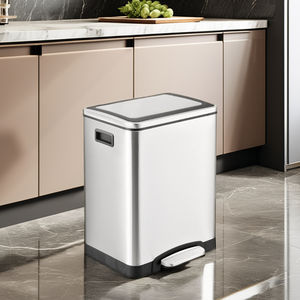 वाणिज्यिक स्टेनलेस स्टील चांदी आयताकार 30l दोहरी बिन कचरा रेस्तरां और खाली कचरे के लिए पेडल के साथ कर सकते हैं - Product Image 1