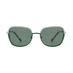 Lunettes de soleil rectangulaires unisexes, verres verts, monture en métal, protection UV400, protection solaire pour adultes - Product Image 1