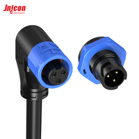 Connecteur M12 3 broches mâle-femelle à angle droit surmoulé, ensemble 7A 300V IP67 avec verrouillage fileté pour capteur