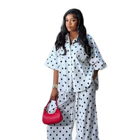 Nouvelle Collection Automne 2026 – Ensemble Deux Pièces Décontracté Ample à Pois en Polyester pour Femme, Style Européen et Américain, Idéal pour l'Export