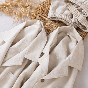 Nuevo Conjunto de pijama de lino y algodón ligero para parejas Simple Color sólido de manga larga cómodo cordón Casual verano invierno - Product Image 3