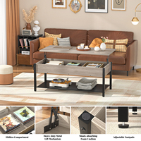 Table d'appoint contemporaine en bois pour la maison ou le bureau Table basse élévatrice à compartiment caché Meubles de salon