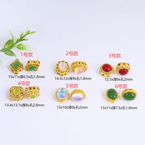 ลูกปัดหยกเทียมชุบทองรูปไข่ อุปกรณ์ทำเครื่องประดับ DIY สำหรับสร้อยข้อมือ สร้อยคอ ขายส่ง - Product Image 2