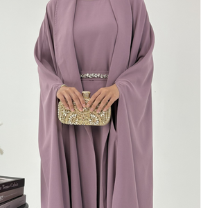 ชุดอาบายะสีม่วงแบบหลวม แขนยาว ผ้าโพลีเอสเตอร์คุณภาพสูง ระบายอากาศได้ดี รุ่น <span class=keywords><strong>R</strong></span>-280 สำหรับสุภาพสตรี ใส่ได้ทุกฤดู เหมาะสำหรับวันอีดและสวมใส่ในชีวิตประจำวัน - Product Image 4