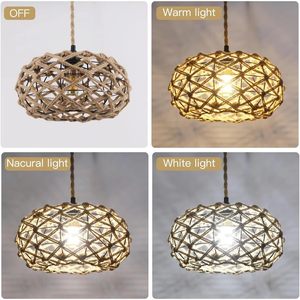 12.2 \ "lampadario in tessuto in Rattan lampada a sospensione in tessuto a mano lampadario in vimini per camera 4000K CCT fonte di alimentazione a corrente alternata - Product Image 6