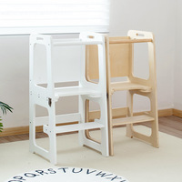 Tabouret d'apprentissage pour enfants en bois massif accoudoir échelle de toilette cadre de marche surélevé pour le lavage des mains utilisation de chaussures/vêtements pour la cuisine