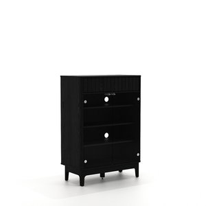 Armoire de présentation haute en verre noir moderne avec étagères, armoire de rangement à chaussures noire moderne avec compartiments multiples et ouverture par pression - Product Image 1