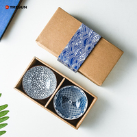 Coffret Cadeau de Bols en Porcelaine Japonaise Bleue et Blanche de 4,5 Pouces pour Mariage, en Céramique, Idéal comme Souvenir – Vente Chaude en Chine