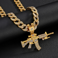 Nouveau Hip-Hop Creative Zinc Alliage Strass Écologique Plaqué Or Europe et US AK47 Submachine Gun Style Hommes Pendentifs