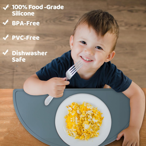 BPA Free Table Silicone <strong>Placemat</strong> for Baby Toddler Kids Dining Feeding, Half <strong>Circle</strong>, Non-slip and Dishwasher Safe - Product Image 4