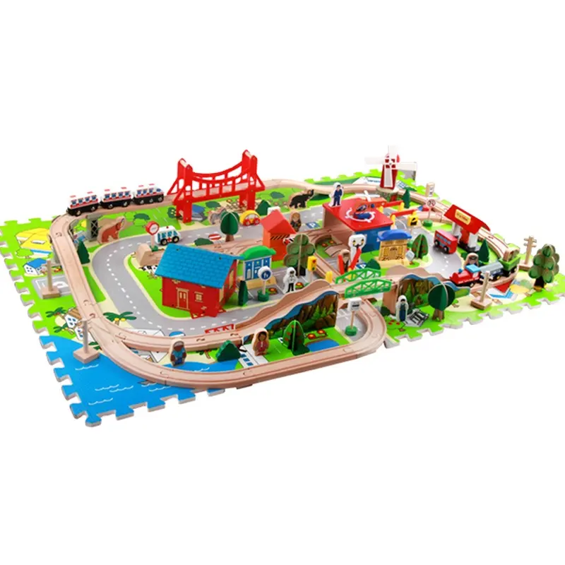 Toy Train Railway Race Tracks Wooden Educational Toys For Kids