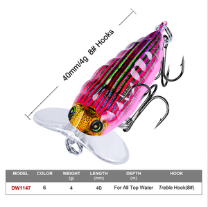 Appât artificiel en plastique de 4cm pour la pêche en surface, <span class=keywords><strong>leurre</strong></span> flottant pour attraper des insectes - Product Image 6