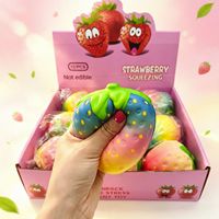 317 Squishy Fraise Réaliste, Jouet à Presser à Remontée Lente, Jouet Anti-Stress Fidget