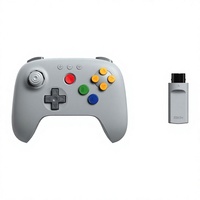 Manette sans fil Bluetooth 8BitDo 64 grise style N64 rétro pour jeux analogiques 3D Windows – Accessoire de jeu rétro en gros