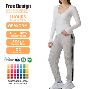 Pantalon de survêtement tricoté décontracté de luxe personnalisé en mohair et laine pour femme – Pantalon haut de gamme automne style streetwear à cheville ajustée - Product Image 2