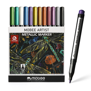 P-132 Mobee di colore metallico 12 colori permanente promozionale logo personalizzato art metallo pennarello - Product Image 1