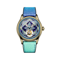 Montres mécaniques pour hommes, nouveau design OEM/ODM, motif géométrique symétrique, opale, tourbillon volant, lumineuses et étanches