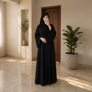 Kurta Larga Negra de Poliéster para Mujer, Estilo Indio/Pakistaní, Elegante, Holgada, Modesta, Informal, para Todas las Temporadas - Product Image 1