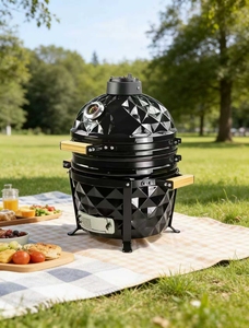 Barbecue Kamado en céramique TOPQ de la série Premium, 15 pouces, pour fumer au charbon de bois, idéal pour la cuisine, le jardin, le camping et la préparation des aliments - Product Image 2