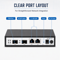 Dispositif d'accès fibre optique GPON ONU HiOSO HA7301G-N pour réseaux FTTH et petites entreprises SOHO avec prise en charge de la gestion Web et Telnet