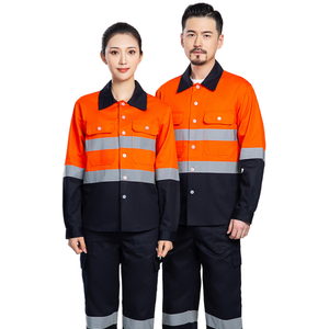Ensemble de vêtements de travail de chantier de construction vêtements de sécurité réfléchissants jaune fluorescent orange avec <span class=keywords><strong>bandes</strong></span> de protection du travail en coton - Product Image 3