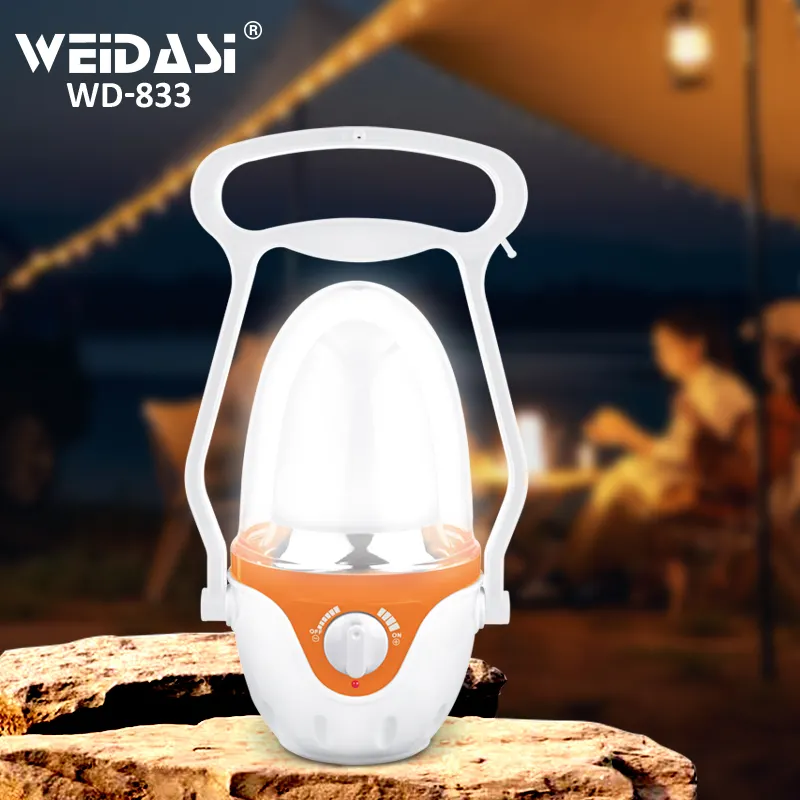 Weidasi guangdong recarregável camping lâmpada led emergência lâmpadas e lanternas