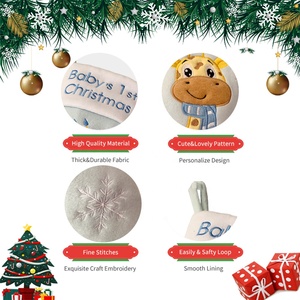 Tùy Chỉnh Màu Hồng Bầu Trời Màu Xanh Polyester Tinh Tế Thủ Công Thêu Nhỏ Con Hươu Cao Cổ Mô Hình Logo Giáng Sinh Vớ - Product Image 5