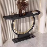 Table console en métal de style italien minimaliste et luxueux avec plateau en pierre pour salon et entrée de couloir