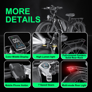 Bicicleta eléctrica de 26 pulgadas, 48V, 22,4AH para hombre, bicicleta de montaña eléctrica de tierra de 2000W, todoterreno, neumático grueso, bicicleta eléctrica de doble <span class=keywords><strong>motor</strong></span> - Product Image 2
