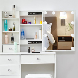 <strong>Mirrored</strong> Glass <strong>Chest</strong> <strong>of</strong> <strong>Drawers</strong> Cheap Beauty Store Makeup Vanities Dressing Tables with Mirror and Chair Luxury Modern - Product Image 2