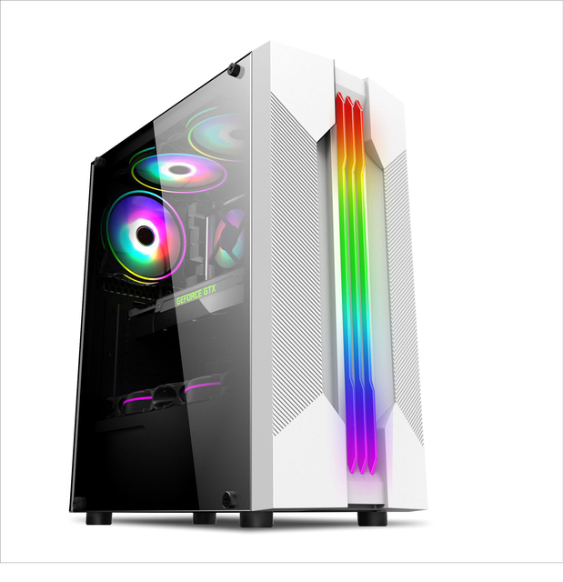 White ATX Mid Tower PC Case 300mm Length Acrylic Fit I3 I5 I7 I9 CPU GPU Graphics Colorful Cooling Fan CPU Cooler Gaming