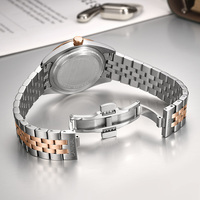 Montre à quartz pour homme en acier inoxydable, cadran en saphir synthétique, fermoir papillon, résistance à l'eau 50 m, boîtier 40 mm - Luxe professionnel