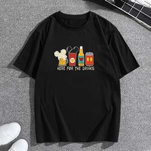 공장 제조 맞춤형 남성 티셔츠 여름 음료 패턴 티셔츠 열전사 인쇄 - Product Image 2