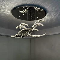 Lustre Moderne de Luxe en Feuilles de Bananier, Grand Luminaire Suspendu LED pour Villa, Escalier, Hôtel, Projet Commercial Haut de Gamme