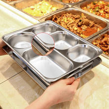 <span class=keywords><strong>Plateau</strong></span> de récipients alimentaires en acier inoxydable avec compartiments, boîtes à lunch Bento en argent avec couvercle pour la vaisselle de <span class=keywords><strong>restaurant</strong></span> de cantine - Product Image 6
