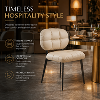 Chaise de salle à manger capitonnée moderne avec assise rembourrée noire et pieds en métal pour hôtel, restaurant, salon