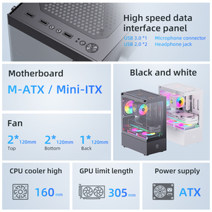 Snowman PC Trường Hợp Chơi Game Đầy Đủ Xem Kép Tempered Glass Với USB3.0 Cổng Màu Đen GPU Giới Hạn 305Mm Trong Chiều Dài PC Trường Hợp Máy Tính - Product Image 2