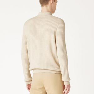 เสื้อสเวตเตอร์คอปกถักลายโลโก้แบบกำหนดเองสำหรับผู้ชาย เสื้อถักคุณภาพสูงจากผ้าฝ้าย เสื้อสเวตเตอร์แขนยาวแบบสวมหัว - Product Image 3