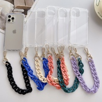 Étuis de téléphone portable personnalisés détachables, à la mode, colorés, en acrylique, avec chaîne, imperméables, antichoc, peints aux UV, longueur 120 cm, à porter en bandoulière