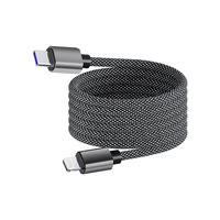 Cable de Datos USB Magnético de 1m con Enrollamiento Automático, Tipo C a Tipo C, PD 60W 3A, Carga Rápida