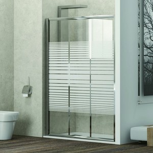 Kamalu KP3000 box doccia 145cm In vetro serigrafato unilaterale altezza 180cm cornice stile Walk-In vassoio rettangolare aperto 8mm - Product Image 5