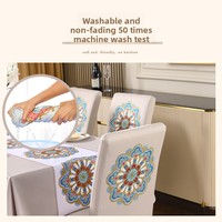 Nappe et housses de chaise rectangulaires jetables en PVC anti-poussière à motif floral pour la maison et les hôtels